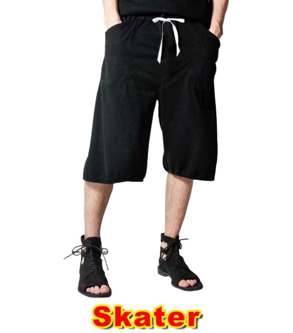 Poplin Unisex Skater - 2 Side Pockets, 1 Back Pocket, Elasticated Twill Drawstring (White), Inseam 17 Inches