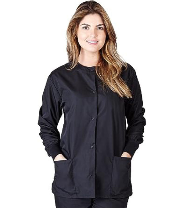 Microfiber jacket 2 pocket full sleeve solid unisex with rib Snap Button
